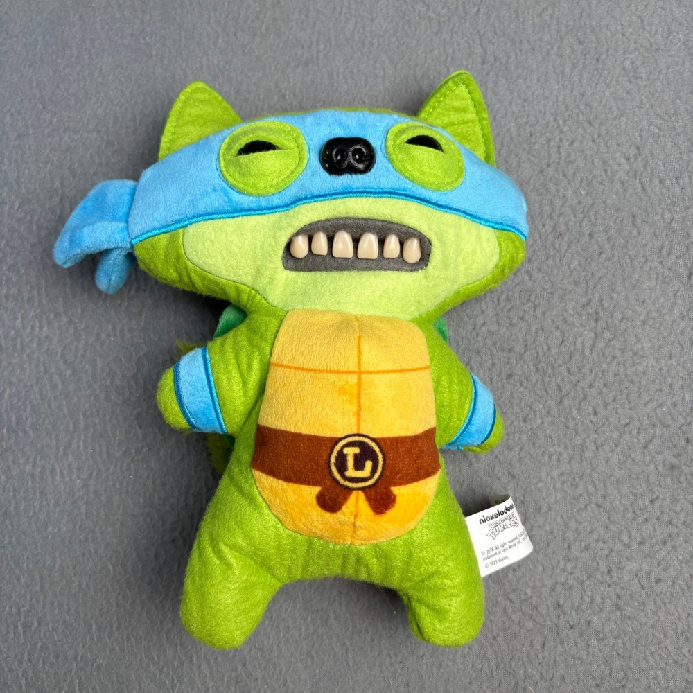 Fuggler TMNT Leonardo Plush Green Blue Ninja Turtles Funny Ugly Monster 9 inch